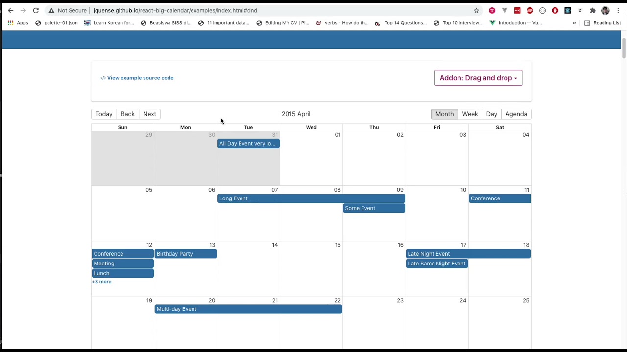 React Big Calendar Demo Youtube