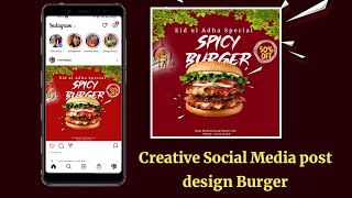 Creative Social Media Post Design Burger|Pixellab Tutorial 2022 screenshot 2