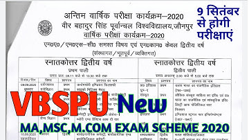 VBSPU MA,MSC,M.COM NEW TIME TABLE 2020 FOR FINAL YEAR STUDENTS || VBSPU NEW EXAM SCHEME 2020,VBSPU
