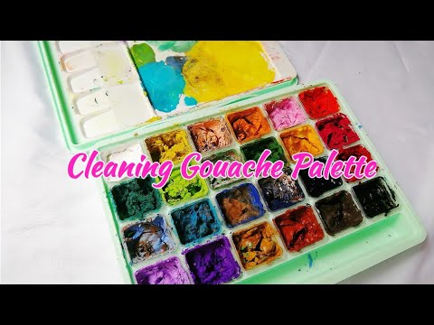 cleaning my himi miya gouache palette after a year