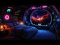 Sleep instantly in 5 minutes | Dark spaceship bedroom red neon galaxy view &amp; deep space | 4K | 10Hrs