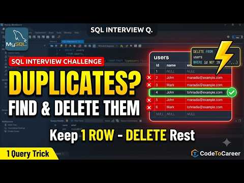 SQL Interview Question That 90% FAIL! Find Duplicates & Keep Only One Row | MySQL Challenge