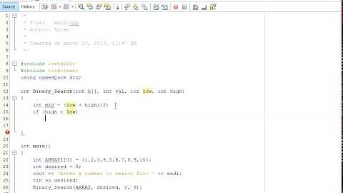 Binary Search C++ function  using ARRAYS Part 1