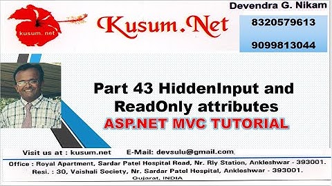 Part 43 HiddenInput and ReadOnly attributes || ASP.NET MVC TUTORIAL