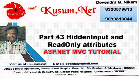 Part 43 HiddenInput and ReadOnly attributes || ASP.NET MVC TUTORIAL