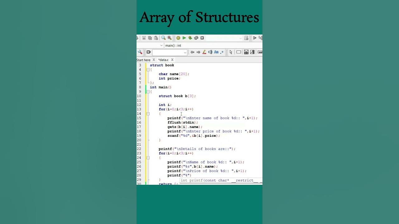 #112 Array of structures (variables) || struct data type || C Program # ...