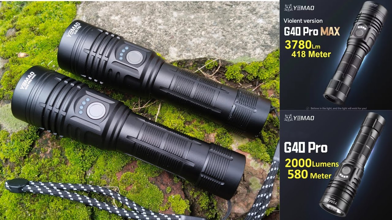 YEMAO G40 PRO MAX 3780 LUMEN VS YEMAO G40 PRO 2000 LUMEN Cocok buat kegiatan outdoor 