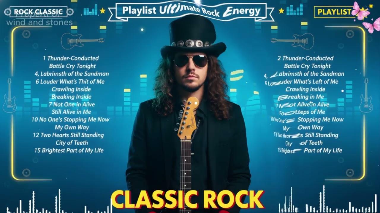 Best Energy Classic Rock Anthems Metallica Nirvana ACDC Guns N Roses Queen Bon Jovi Aerosmith Playli