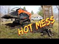 Regrading a muddy wet yard with the new skid steer