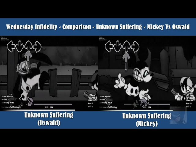 FNF - Wednesday's Infidelity - Comparison - Mickey vs Oswald - Unknown Suffering  & Full Combo class=