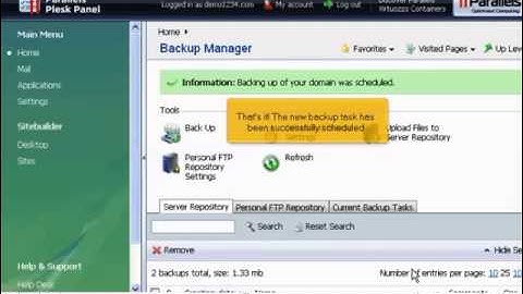 Cách Tạo Backup và Restore ( PLESK 9 )