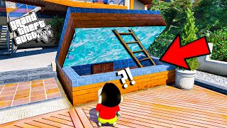 GTA 5 : Shinchan Found New Secret Bunker Under Franklin's Small Swimming Pool in GTA 5! (GTA 5 Mods)