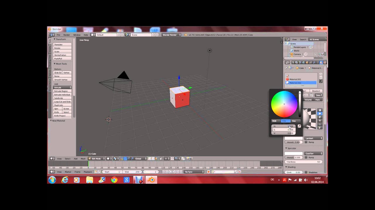 Blender 2 70a f rben der w rfelfl chen youtube