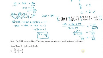Math 9 - Sec 6.2 Equations with Fractions and Decimals