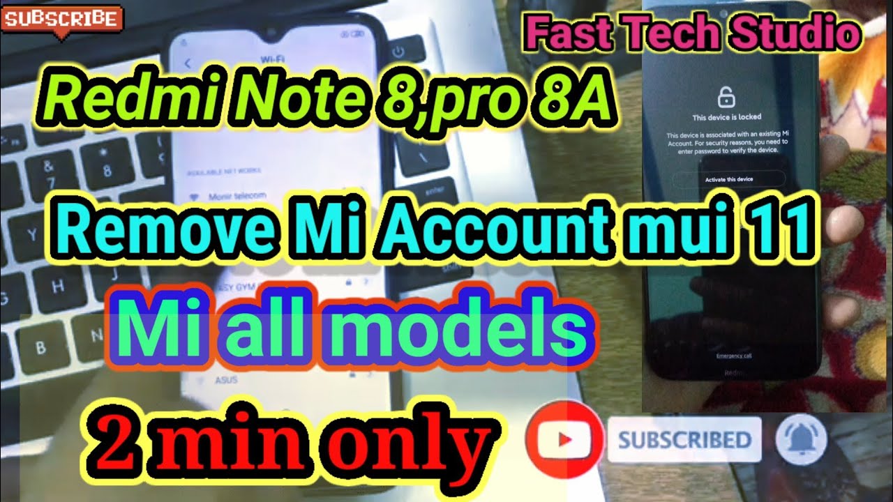 Redmi Note 8/8A 8pro Mi Account Remove Miui 11/12 Android Mi Account  Permanently Unlock Without Pc
