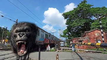 Angry Monkey Headed EMU LOCAL TRAIN DANGEROUS & Furious Moving Through Out Railgate