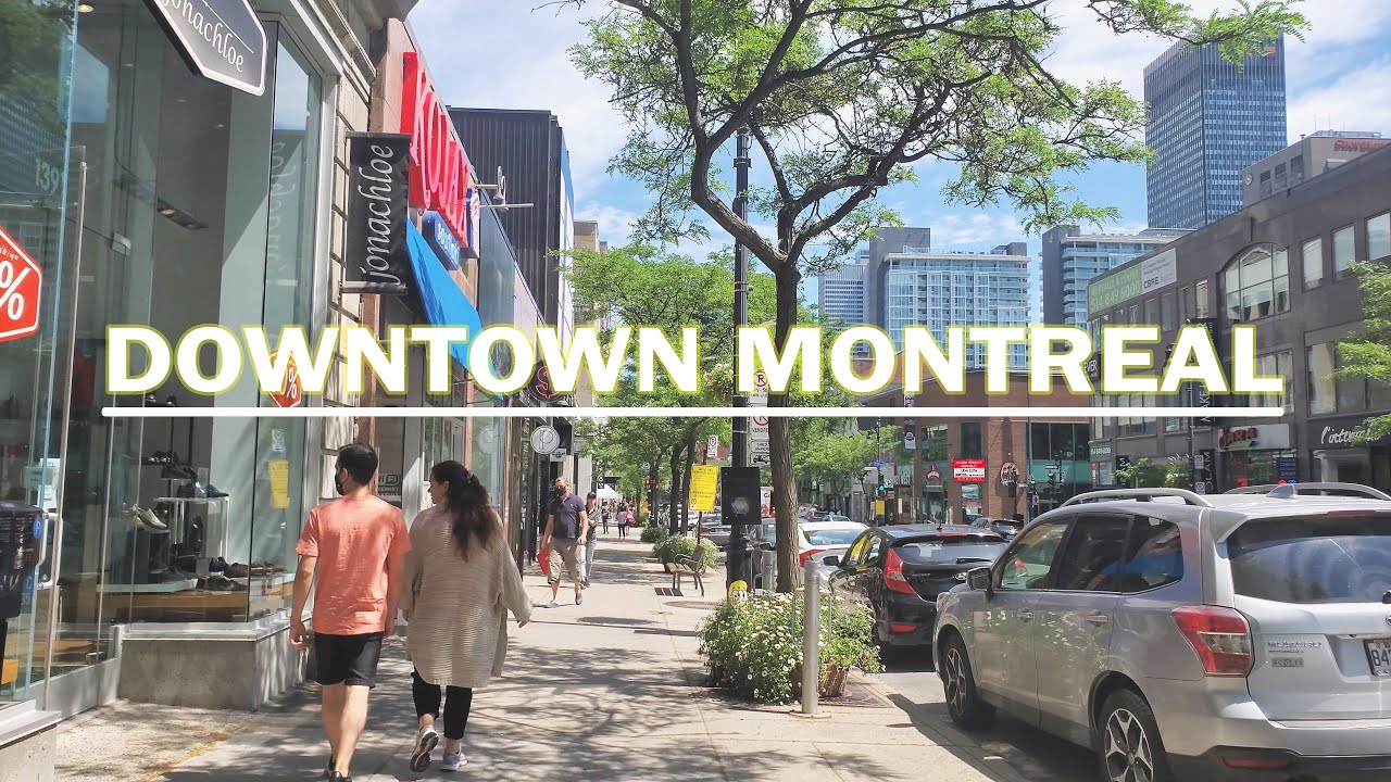 4K Weekday Walk in Downtown Montreal - June 2021 (Sainte-Catherine Street West)