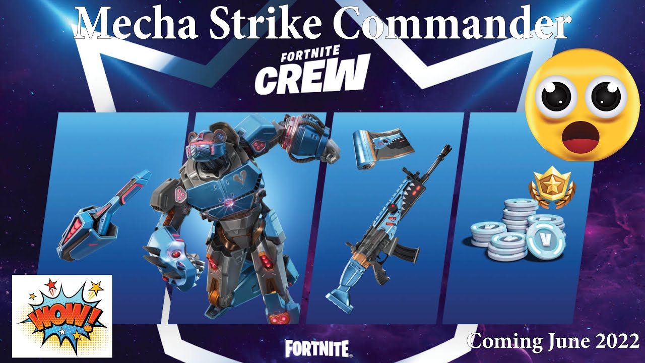 New Fortnite Crew Pack Coming Soon - Mecha Strike Commander, Mecha Light Capacitor, Mecha Reborn