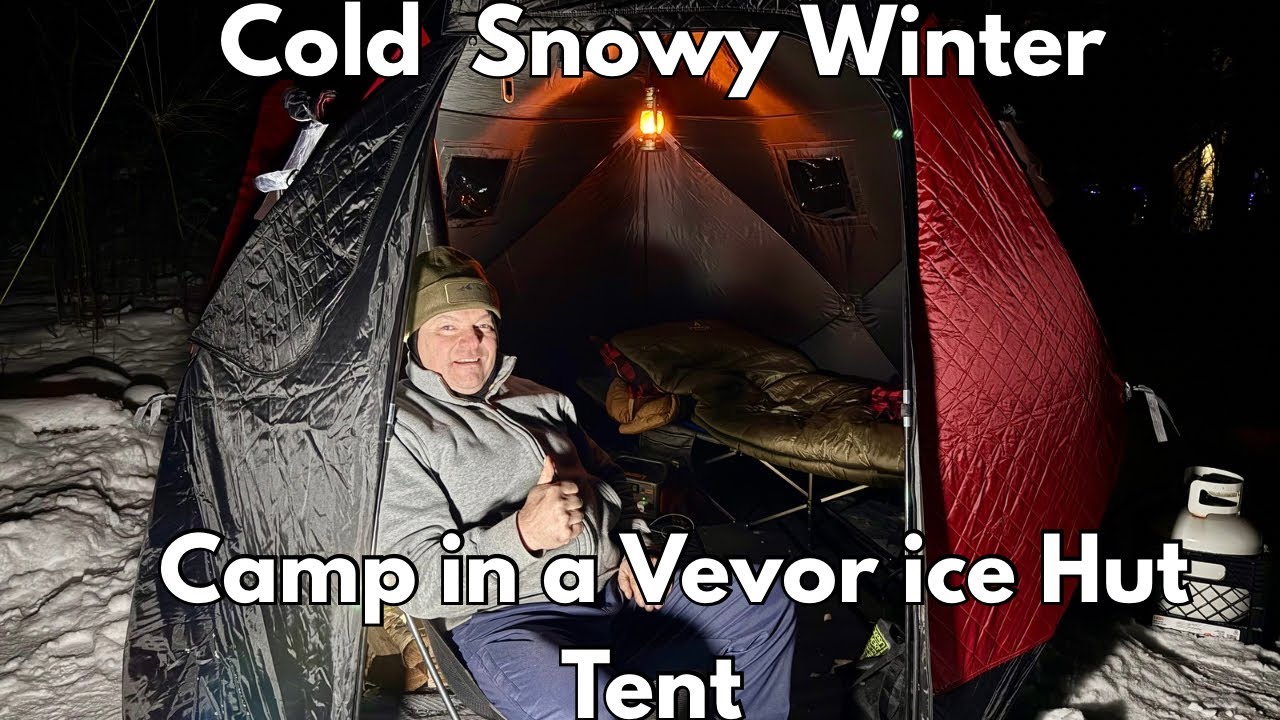 Первый зимний поход 2026 года. Один, в палатке Vevor Ice Hut с печью. Холодно/Снег/Прекрасно!