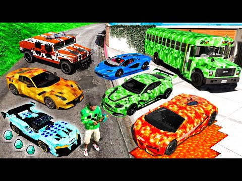 Collecting MINECRAFT CARS in GTA 5!