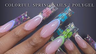 COLORFUL SPRING POLYGEL NAILS✨ Dried Flower Nail Art | Polygel Nails Tutorial