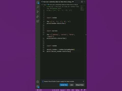 python - How can I randomly select an item from a list? - YouTube