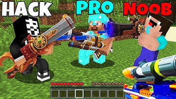 Minecraft Battle: NOOB vs PRO vs HACKER vs GOD: NERF GUN CHALLENGE / Animation