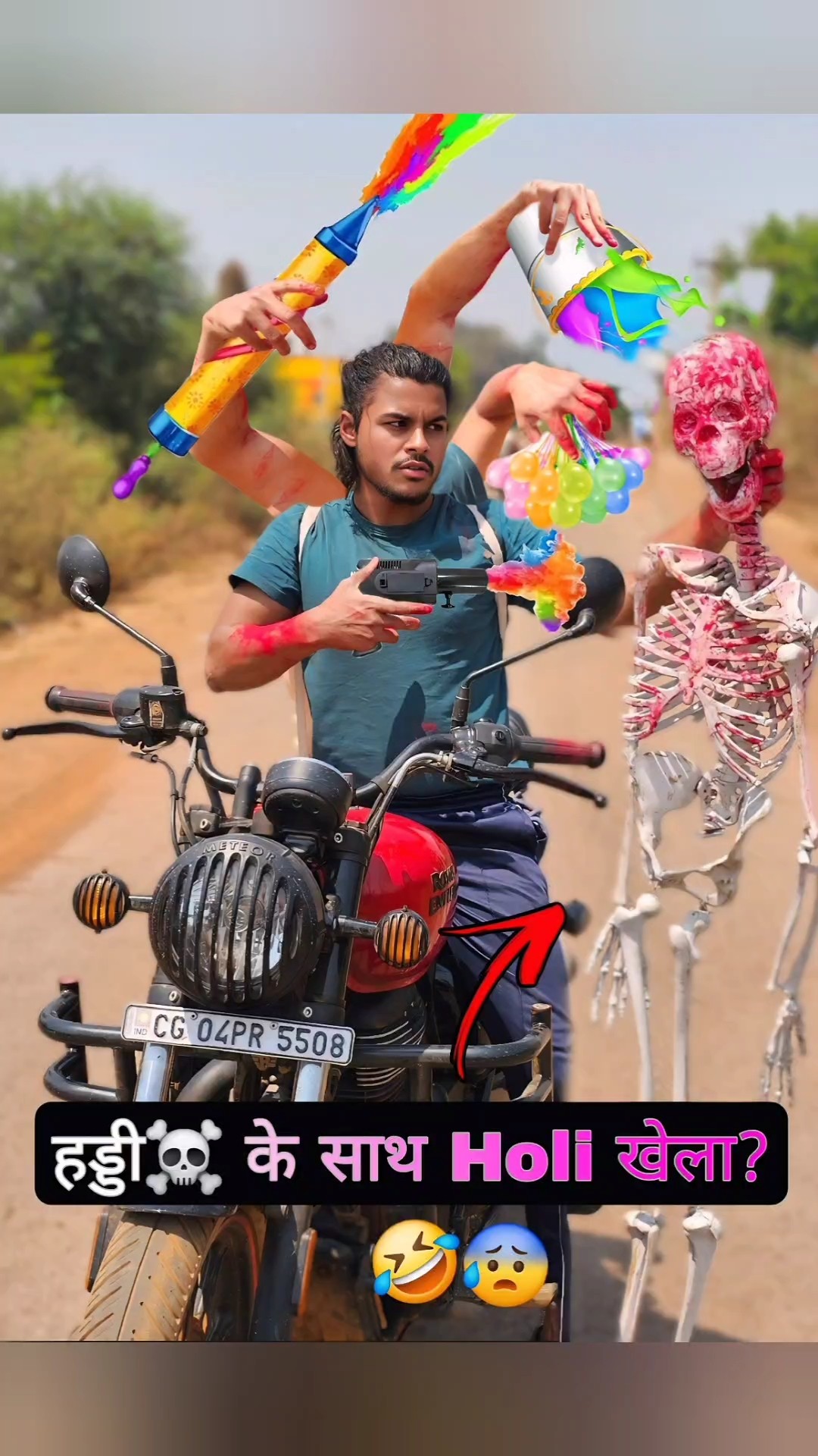 हड्डी☠️ के साथ Holi खेला??? #holi #comedy #holicomedy