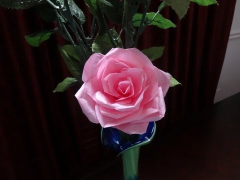 How to make tissue paper rose flower with wrapping method / Valentine&rsquo;s day craft