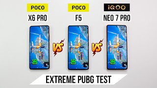 Poco X6 Pro vs Poco F5 vs iQOO Neo 7 Pro Extreme Pubg Test