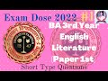#1 BA 3rd year English literature short Type Questions paper 1st