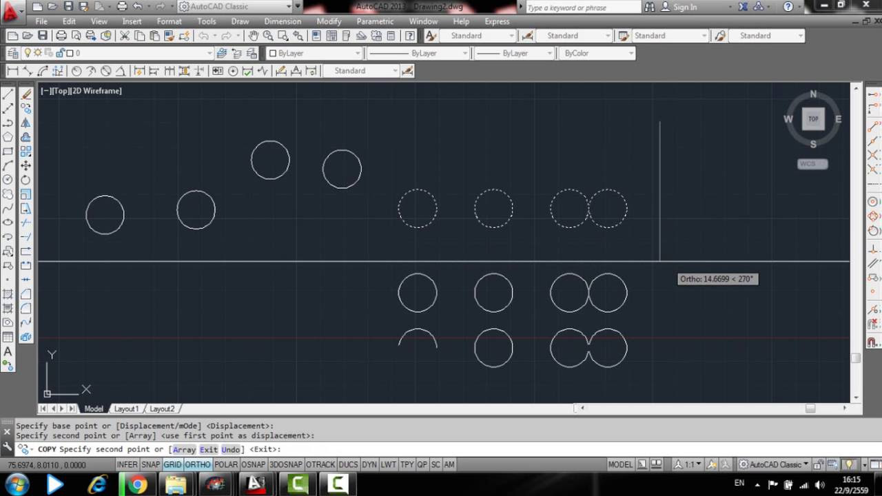 คําสั่ง copy dos  2022  AutoCad การใช้คำสั่ง copy move ทำซ้ำ เคลื่อนย้ายวัตถุ