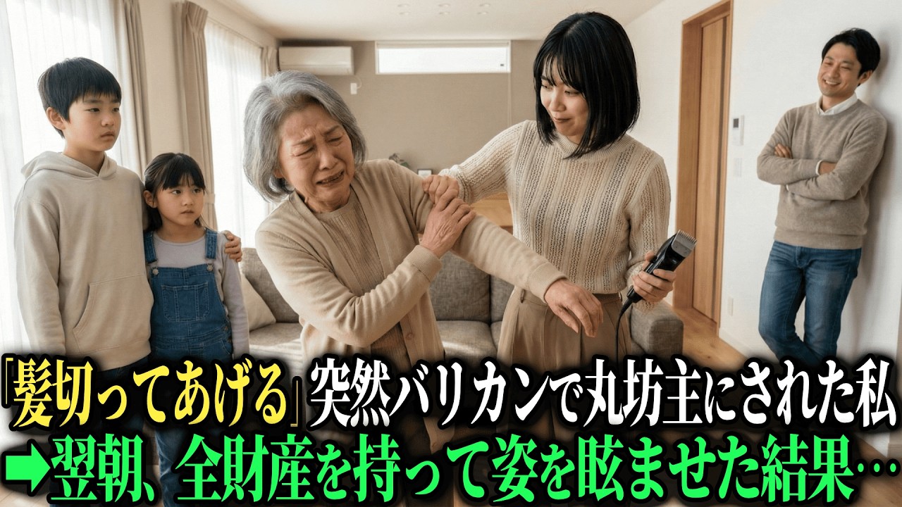 「お義母さん、髪切ってあげる」突然バリカンを持ち出した息子嫁。丸坊主にされた私を見て笑う孫たち。翌朝、全財産を持って姿を眩ませた結果・・・【シニアのスカッと朗読】【老後の知恵】