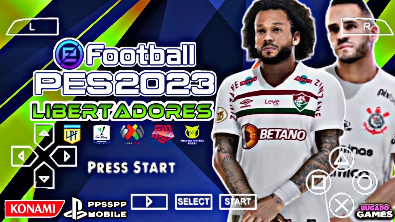 EFOOTBALL PES 2023 PPSSPP COM LIBERTADORES e BRASILEIRO NARRAÇÃO BR 