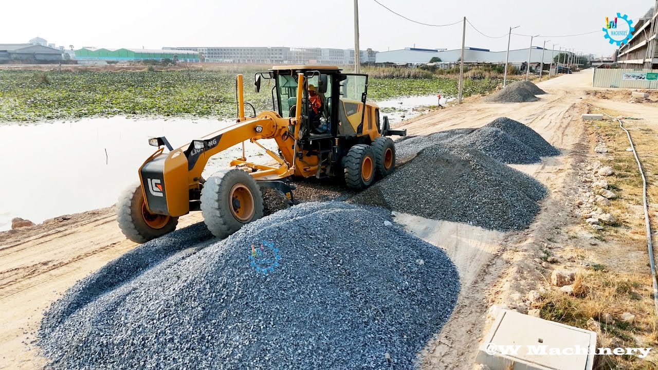 Powerful Liugong Grader Spreading Gravel Building Village Roads | Grader Making Roads