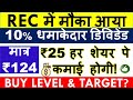 REC SHARE LATEST NEWS 💥 शानदार BEST BUY LEVEL • REC DIVIDEND 2022 • SHARE PRICE ANALYSIS & TARGET