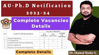 PhD Vacancy Details - Ph.D Admission Notification 2023 - Andhra University #rcet #rcet2023 #aprcet