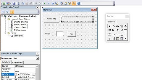 How to Make a Hangman Game with VBA.  Part 2 – Building the User Interface