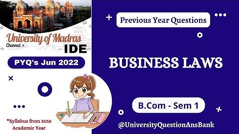 B Com 1st Year 2022 || Business Laws || Question Paper || University of Madras - Distance Education