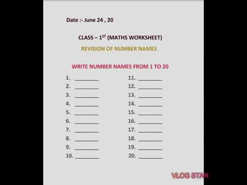 class 1 maths number names worksheet youtube