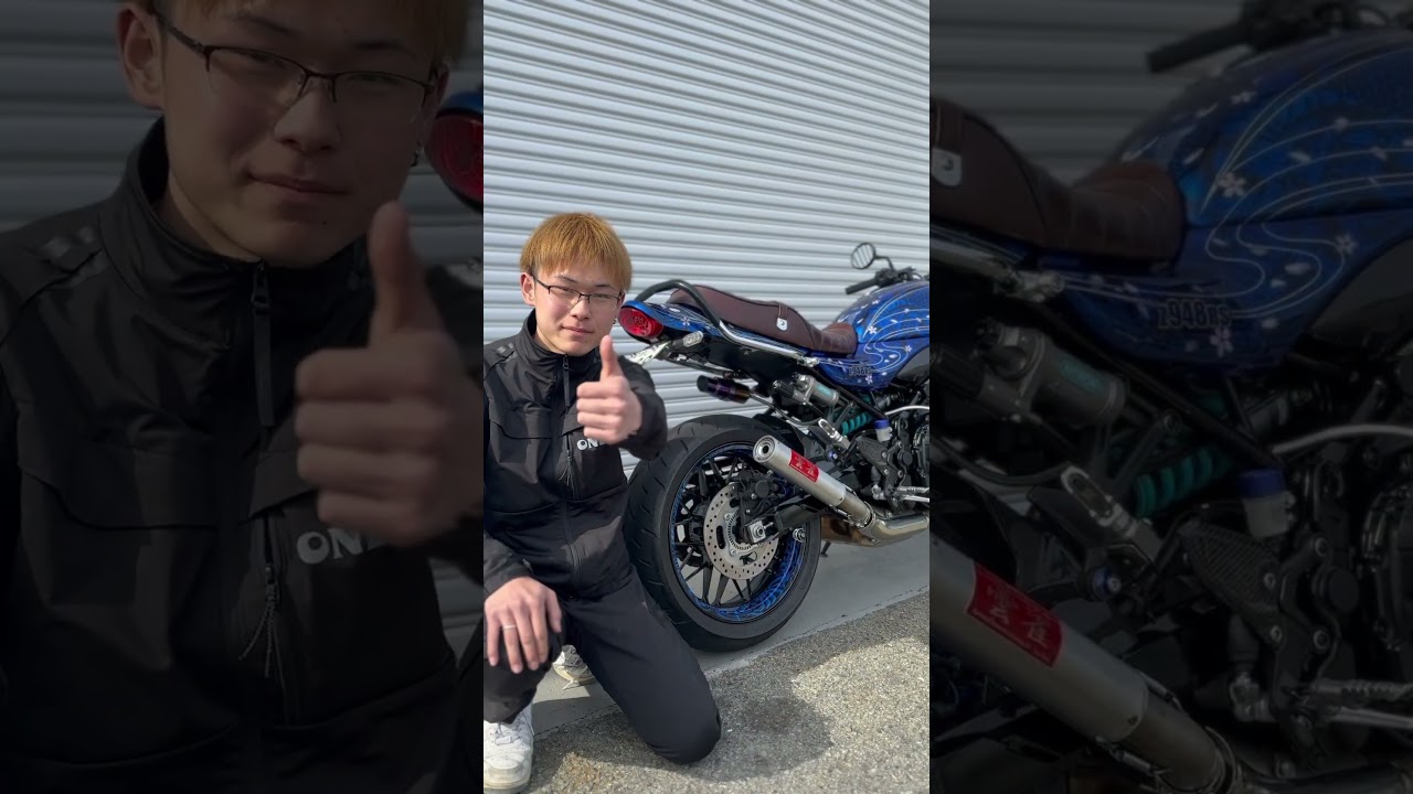 ワンズのHAKU Z900RSの純正エキパイにスリップオンマフラー雲雀を付け 
