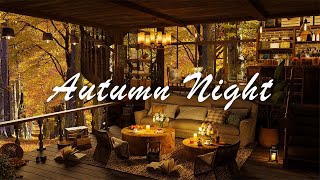 Autumn Night Coffee Shop Ambience ☕ Piano Music for Relaxing, Studying and Working