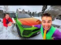 Mr. Joe on Lamborghini Swims in Sea &amp; Ocean VS Fish &amp; Sharks Kids Video