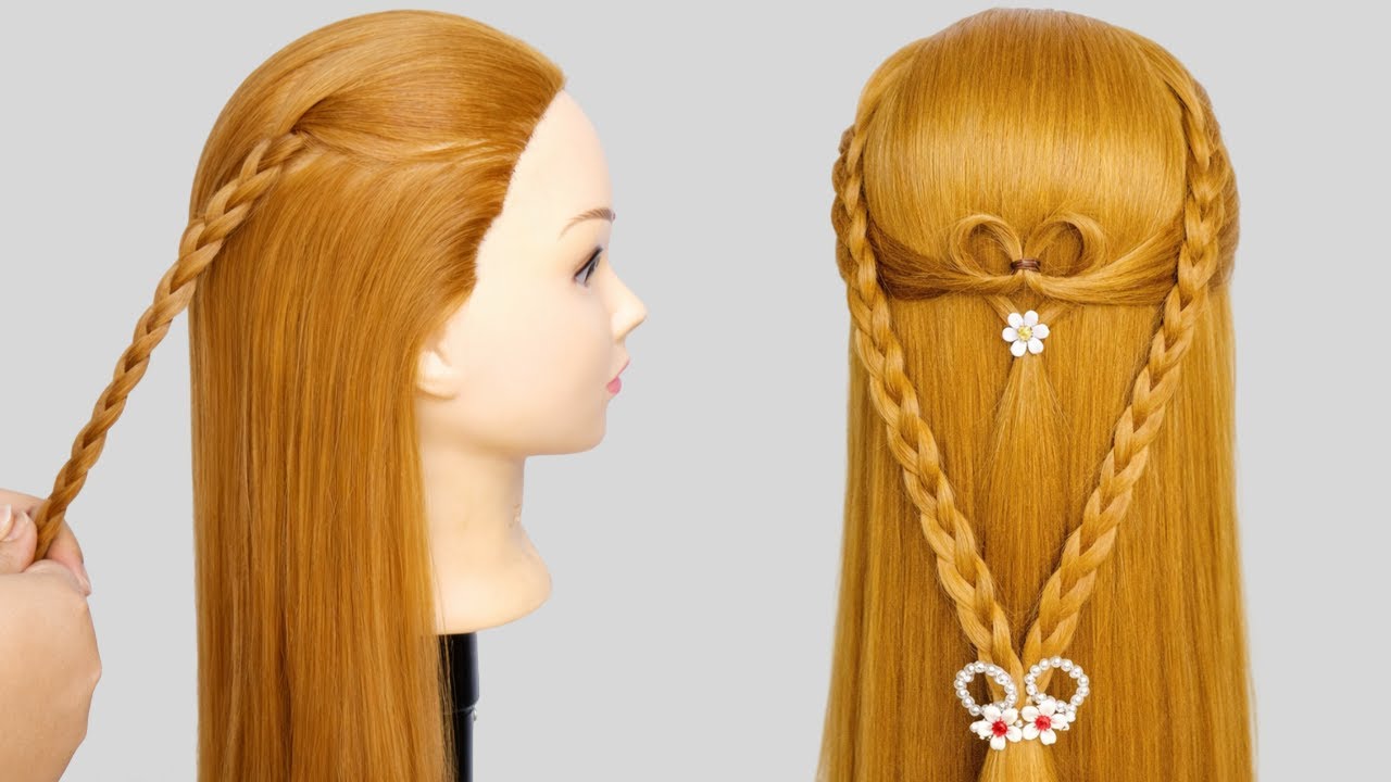 Birthday & Wedding Special Open Hairstyle for Girls | Quick Easy Modern Stylish Hairstyle With Heart