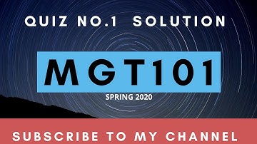 MGT101 QUIZ NO.1 Solution ||Spring 2020||Virtual University