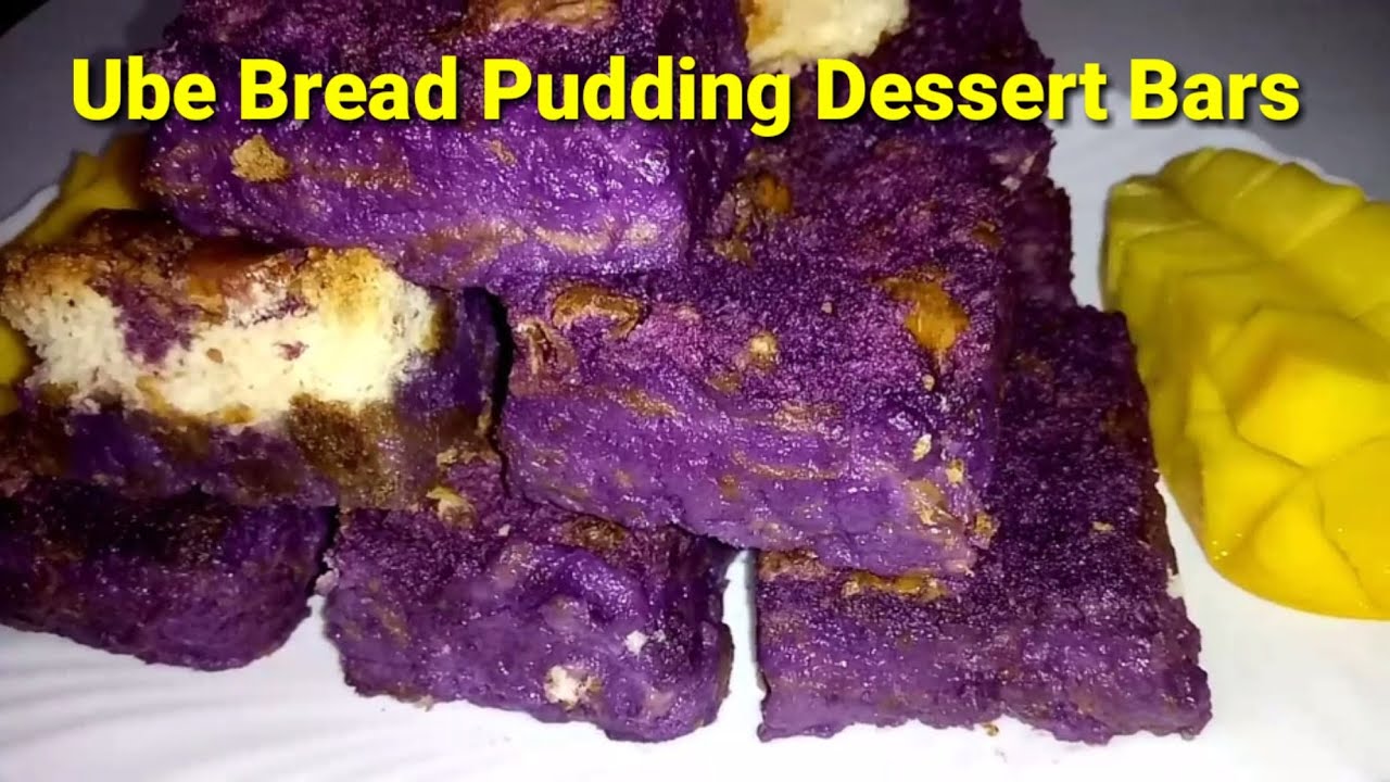 UBE BREAD PUDDING BARS UBE BREAD PUDDING DESSERT BARS UBE DESSERT