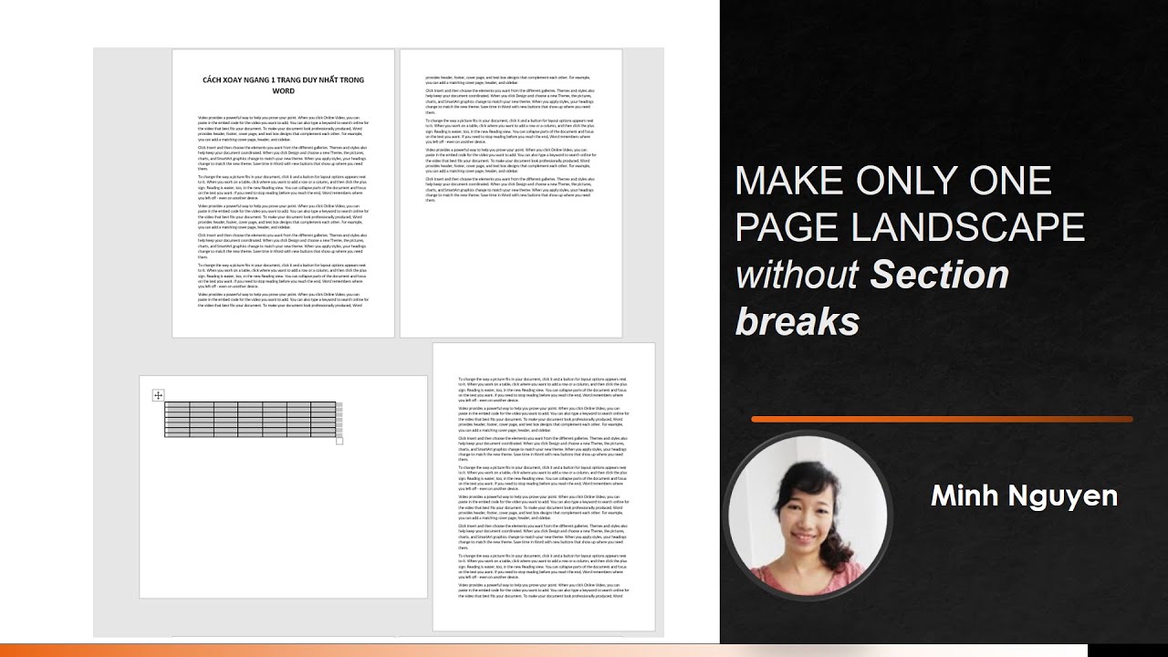 How to make only one page landscape WITHOUT section breaks, while the