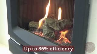 Flame Demo - Gazco Logic HE inset gas fire with log effect fuel bed &amp; Vogue front