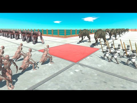 4 Armies Tournament: Infernals vs Humans vs Primates vs Dinosaurs - Animal Revolt Battle Simulator