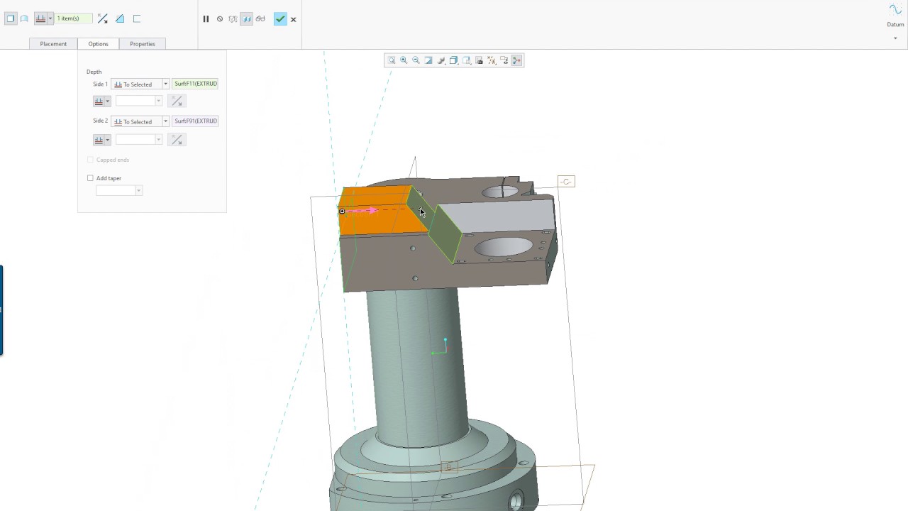 Options Module Creo Creo 4.0 and Creo 5.0 New extrude options - YouTube
